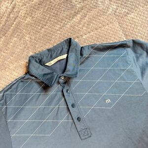 Travis Mathew Mens XL Polo Shirt Blue Diamond Stitched Performance Golf 0431